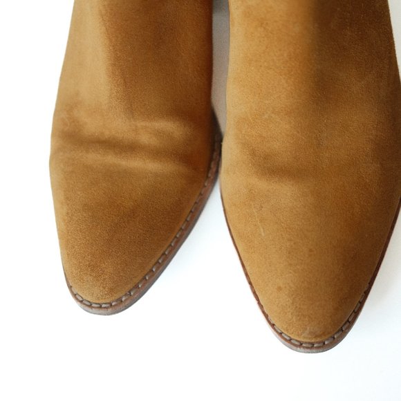 alexander wang 'kori' cutout metal heel chelsea booties in camel brown suede - Picture 7 of 12